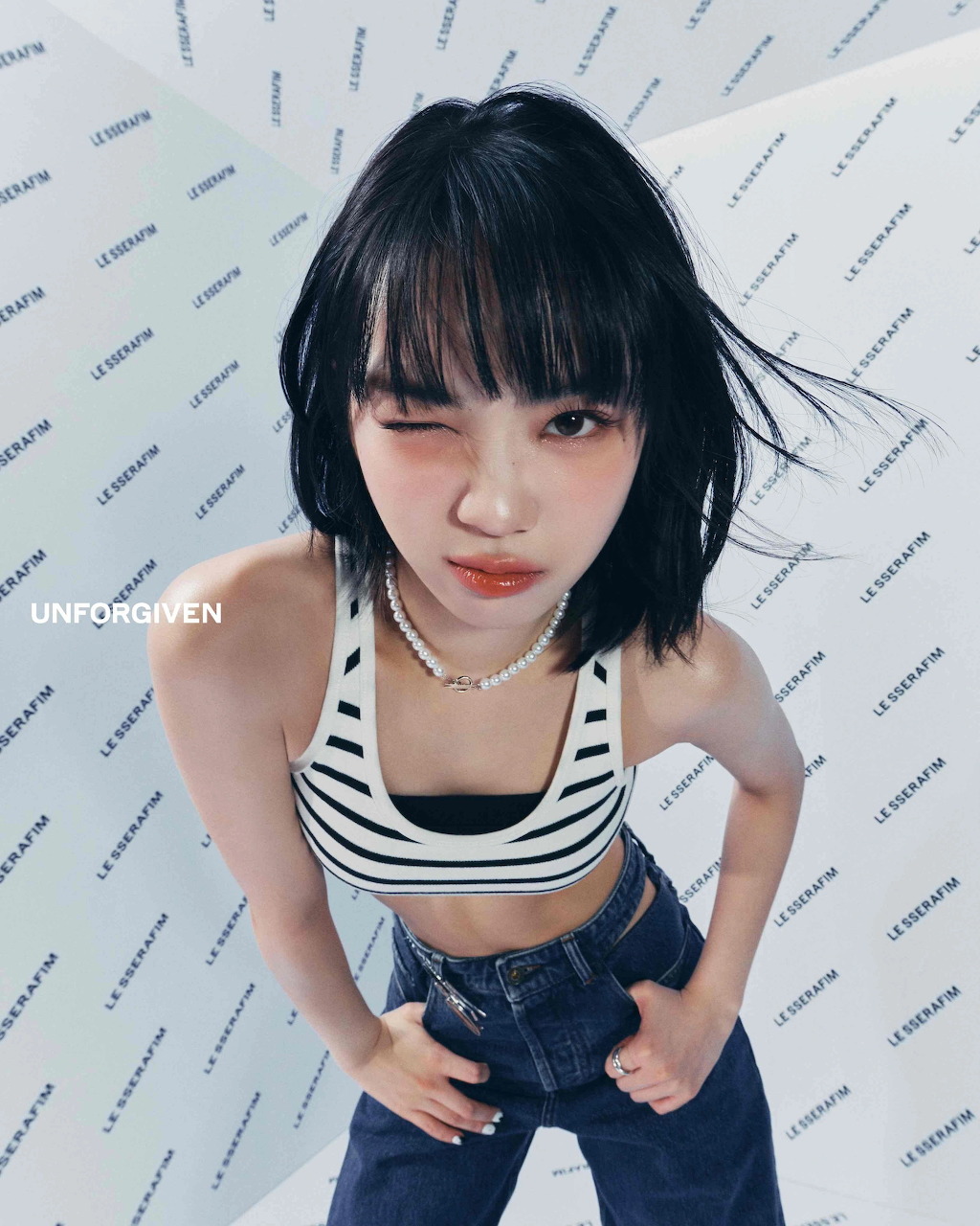 Le Sserafim Chaewon in Unforgiven Dewy Sage concept portrait