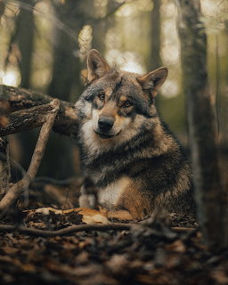 Wolf Resting in Forest