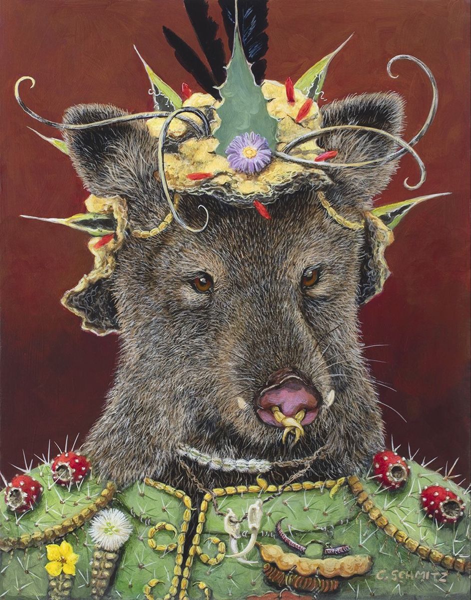 Javelina depicted as a decorated military general in formal uniform