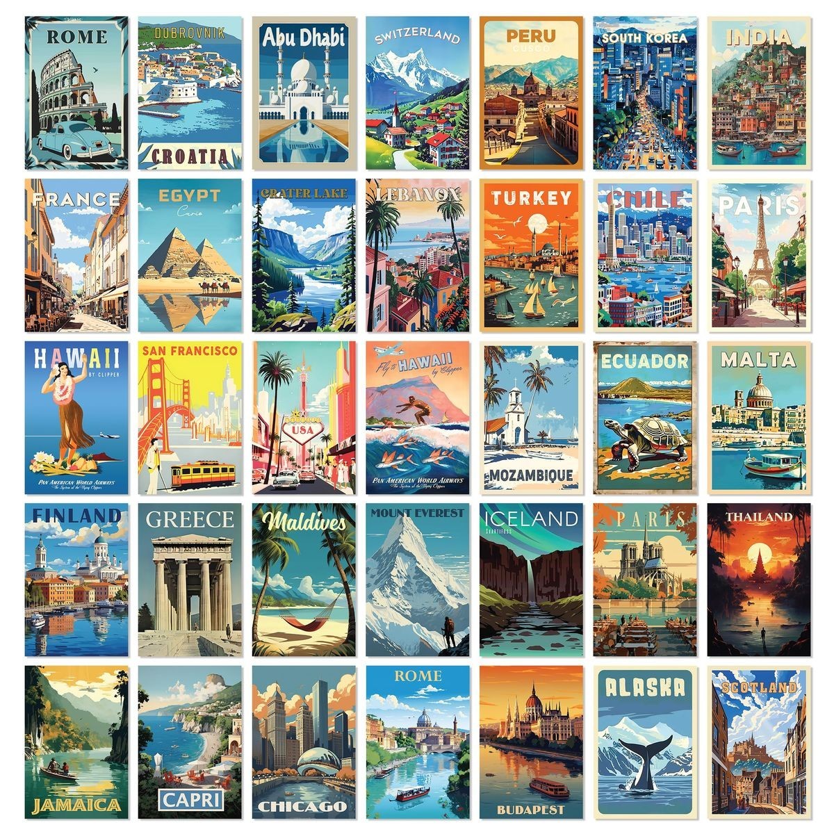 Vintage Travel Posters Collage