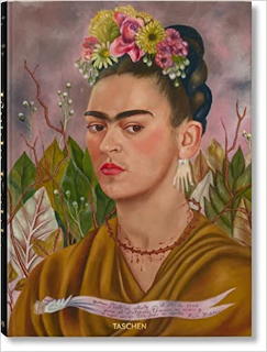 Stylized portrait of Frida Kahlo with floral hair and traditional dress