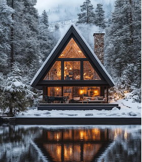 Scandinavian A-Frame House Winter