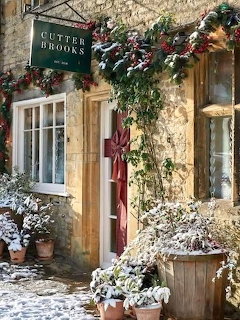 English Cottage Shop in Snow