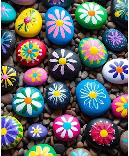 Painted Flower Pebles