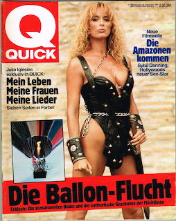 Vintage Quick magazine cover with blonde woman in black leather outfit and German headlines