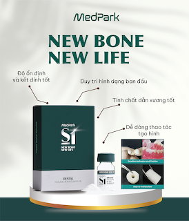 MedPark S1 dental bone graft product box and vial with New Bone New Life slogan on white background