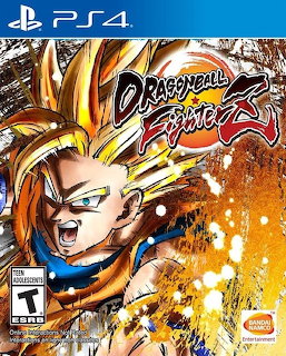 Dragon Ball FighterZ PS4 cover with Super Saiyan Goku and energy aura