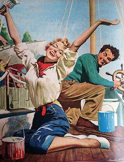 1950s Boat Painting Illustration