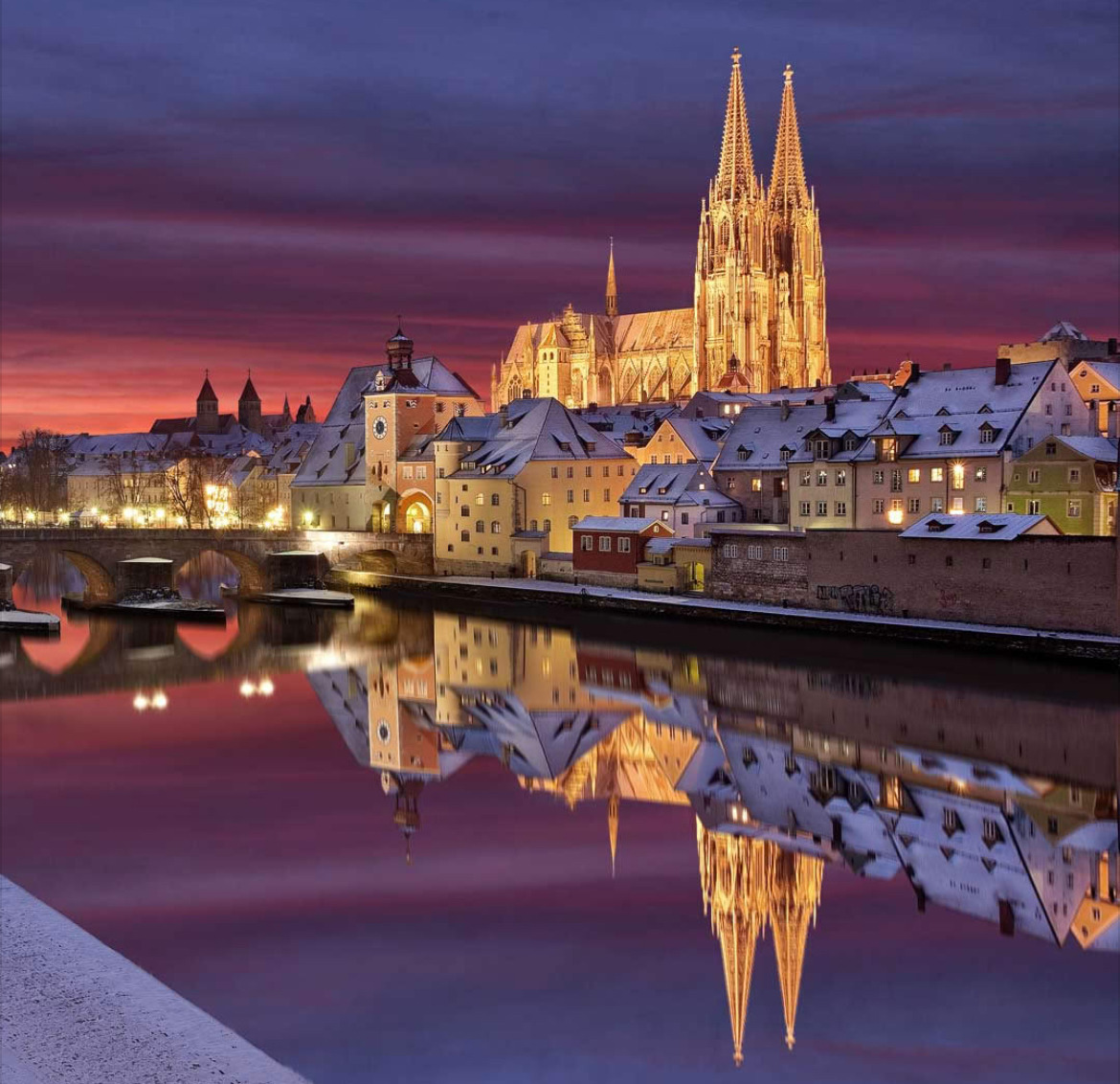 Regensburg Cathedral Winter Twilight