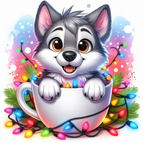 Husky Puppy in Cup