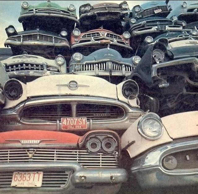Stacked Junkyard Cars