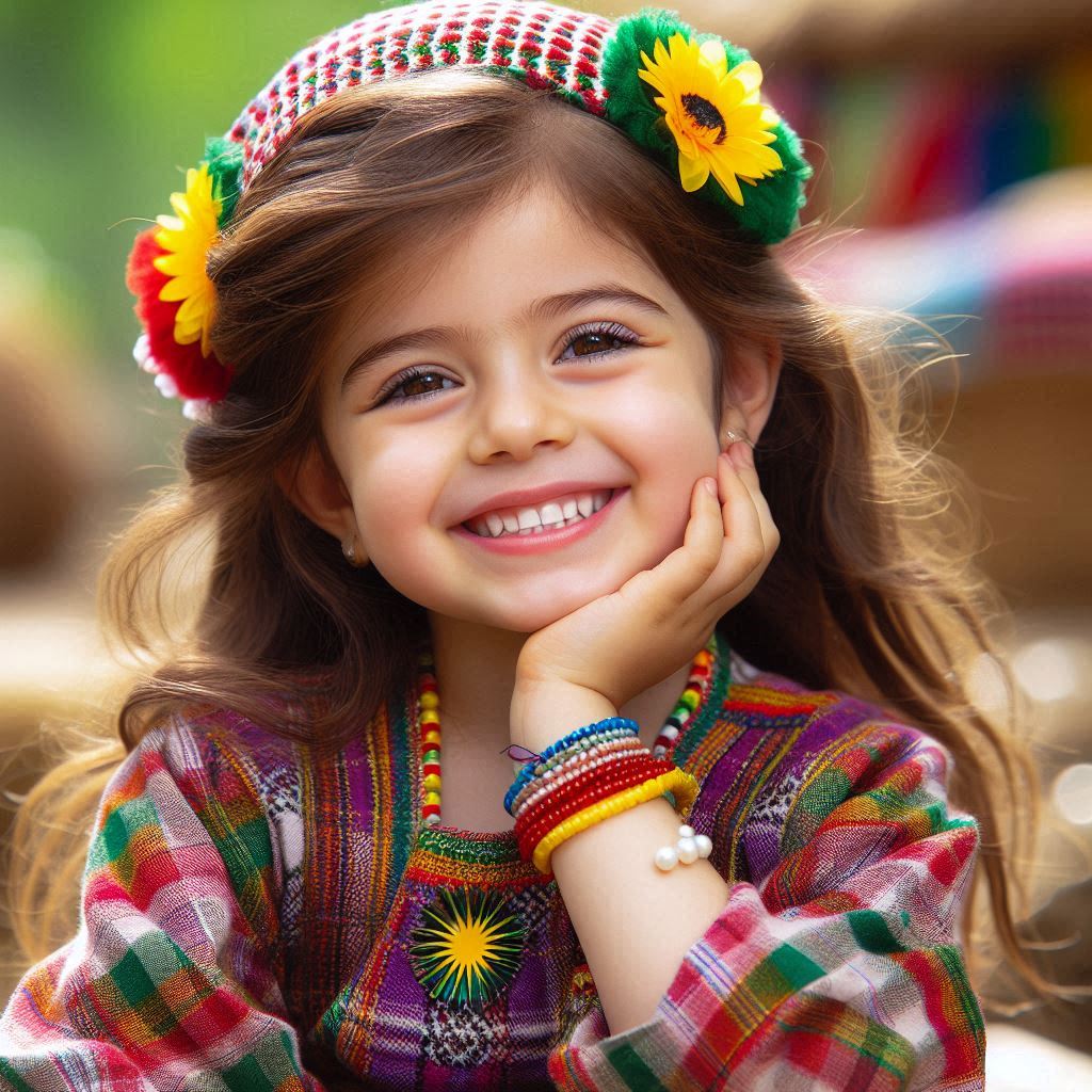 Kurdish Girl in Traditional Clothing