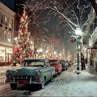 Vintage Christmas Street Scene
