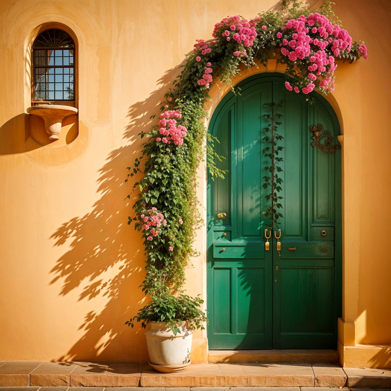 Green Arched Door