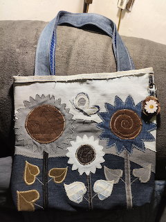 Denim Sunflower Tote Bag