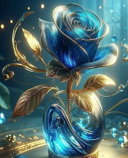 Blue Gold Crystal Rose