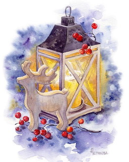 Christmas Lantern and Reindeer