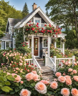 Cottage with Rose Garden