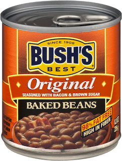 Can of Bush's Original Baked Beans on a white background