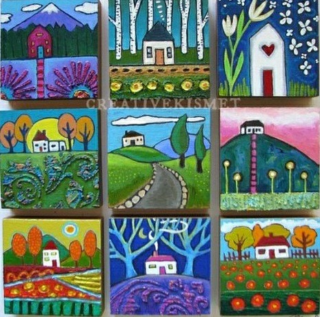 Collage illustration of various colorful houses in different architectural styles.