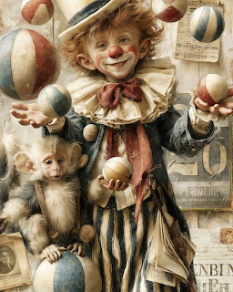 Vintage Clown and Monkey