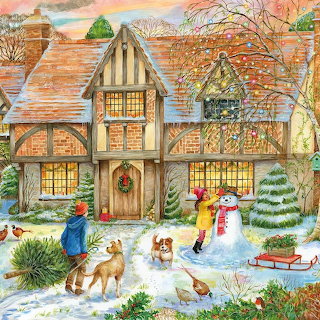 Winter Cottage Christmas Scene