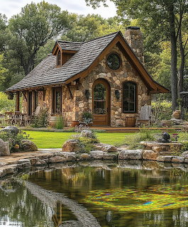 Stone Cottage by Pond