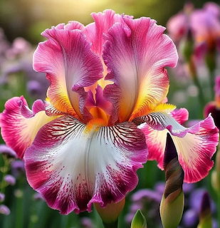 Pink and Yellow Iris Flower