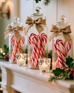 Candy Canes on Mantle
