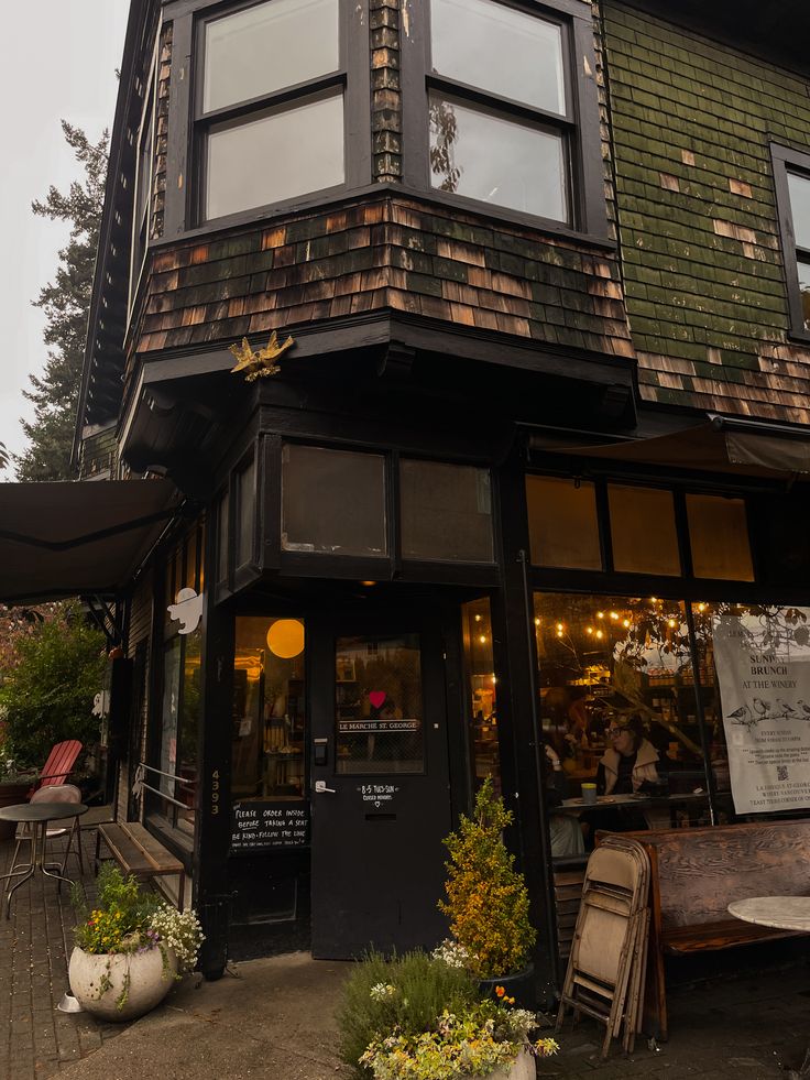 Dark Coffee Shop Exterior