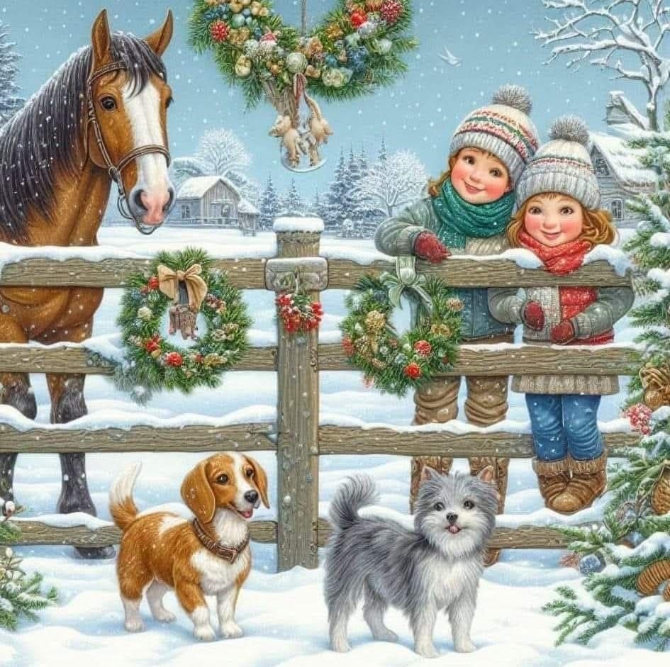 Winter Farm Scene Children