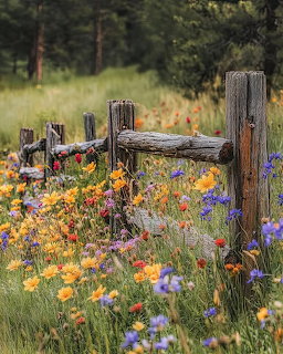 Wildflower Meadow Wooden Fence