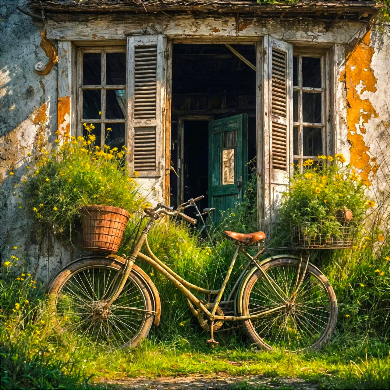 Vintage Bicycle by Abandoned House