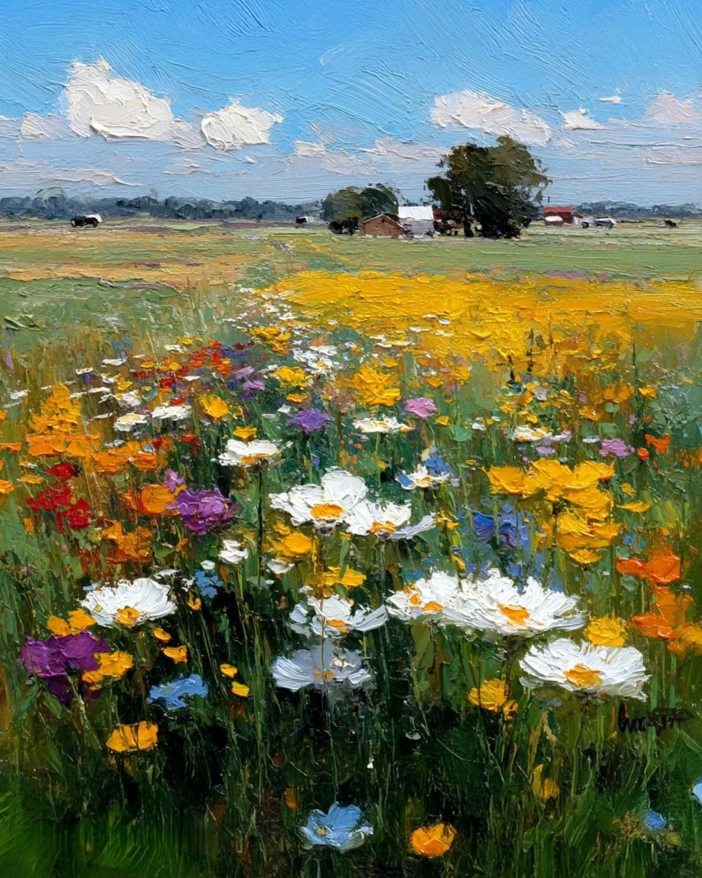 Wildflower Field Painting