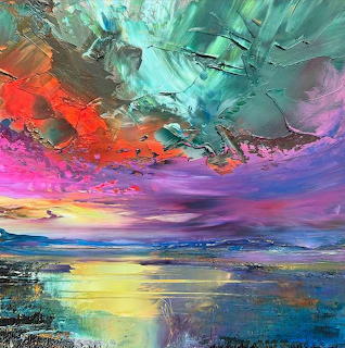 Palette Knife Sunset Ocean Painting