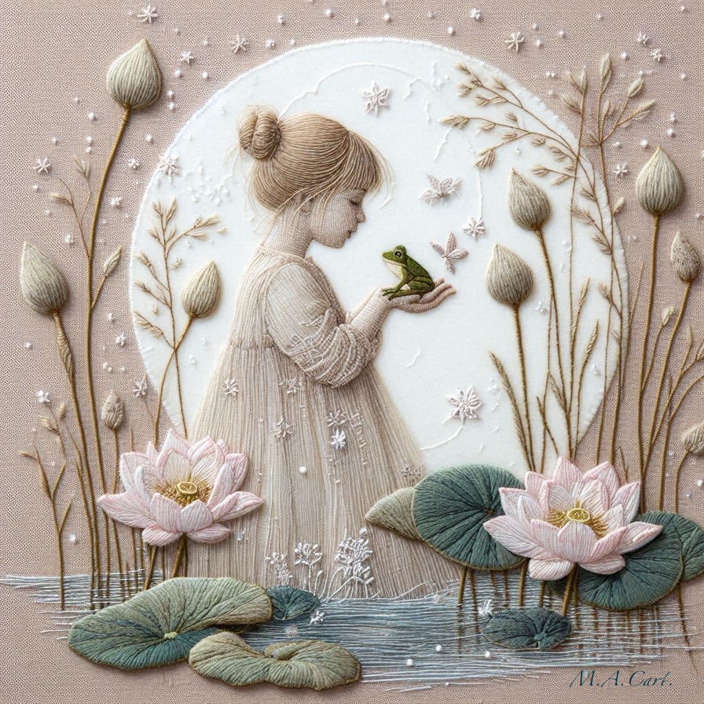 Girl with Lotus Flowers