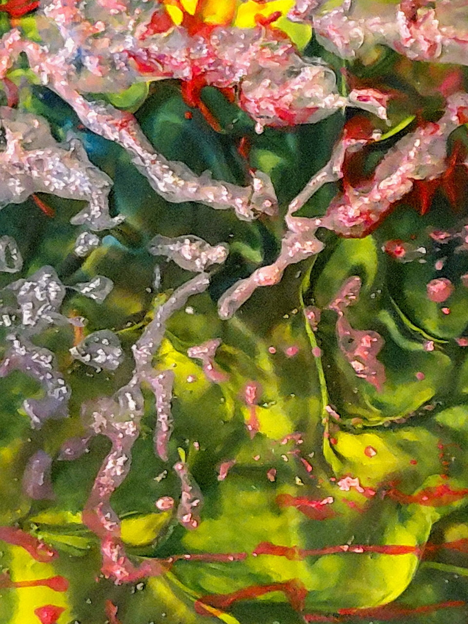 Colorful abstract art composition with mixed shapes and textures