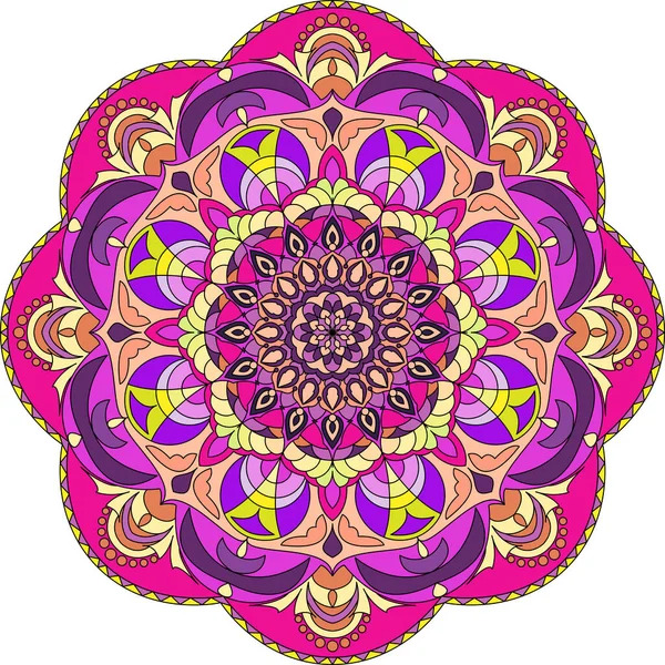 Ornate mandala with purple and gold geometric patterns in radial symmetry