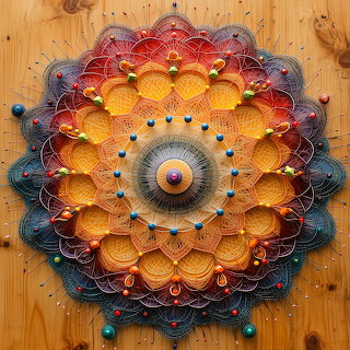 String Art Mandala on Wood