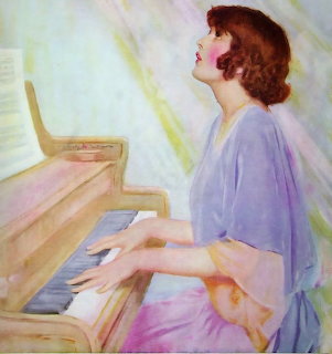 Woman Playing Piano Painting