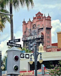 Hollywood Tower Hotel attraction facade at Disney's Hollywood Studios
