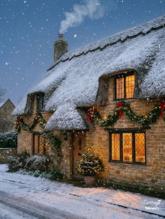 Winter Cottage at Night