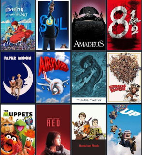 Grid collage of twelve colorful movie posters from various films and genres