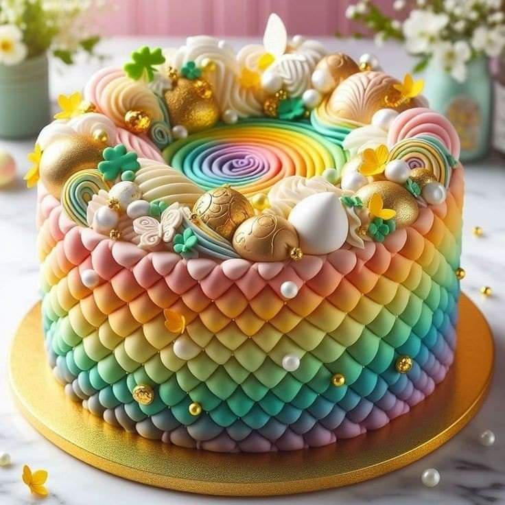 Rainbow Pastel Decorated Cake