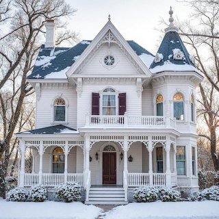 Victorian House in Snow