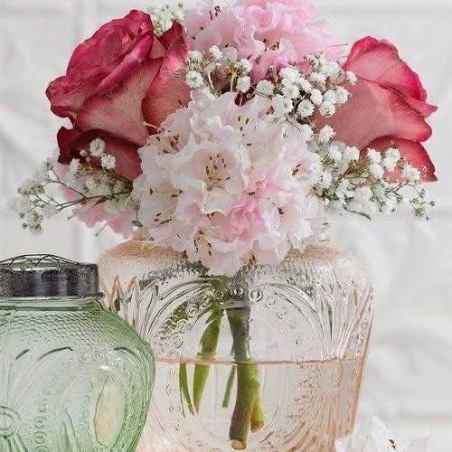 Flowers in Vintage Glass