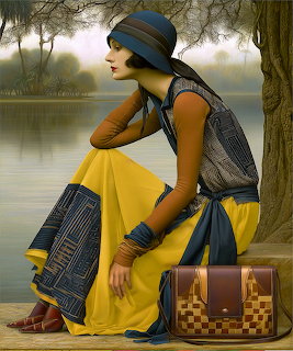 Art Deco Woman by Lake