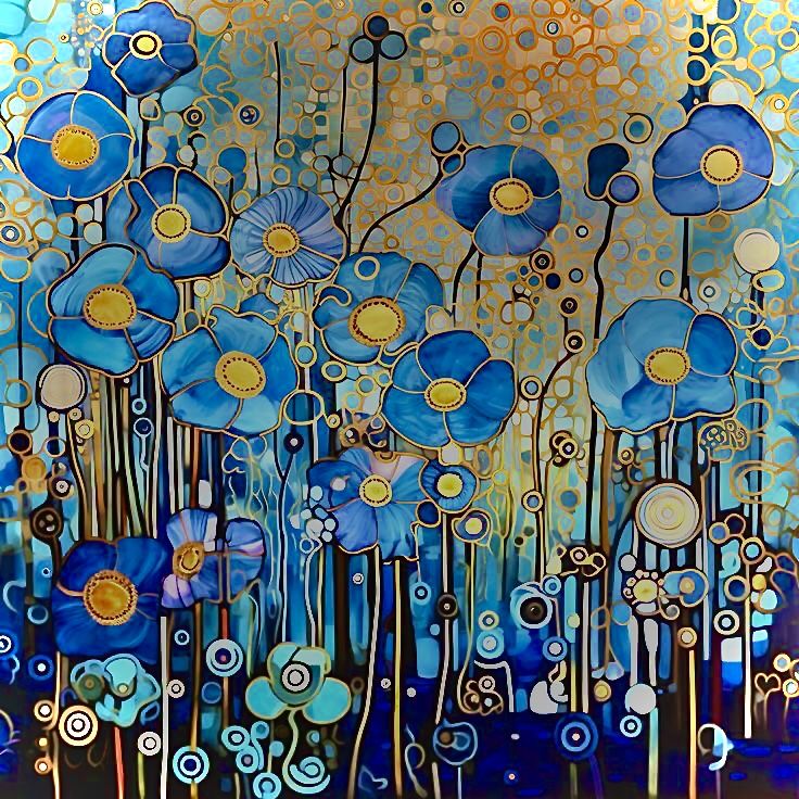 Blue Poppies Abstract Art