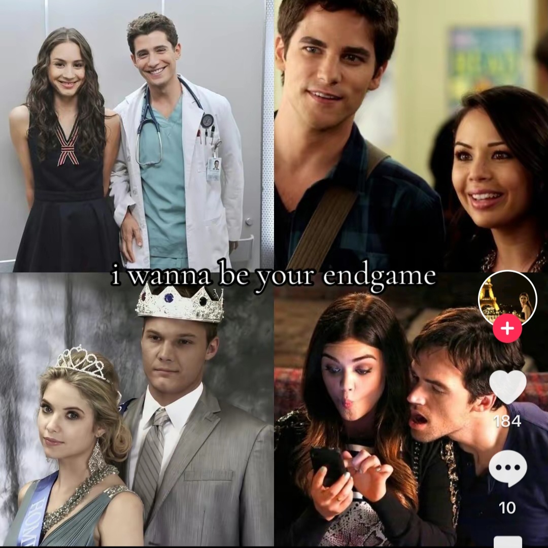 Four-panel collage of young couples with a romantic quote in the middle