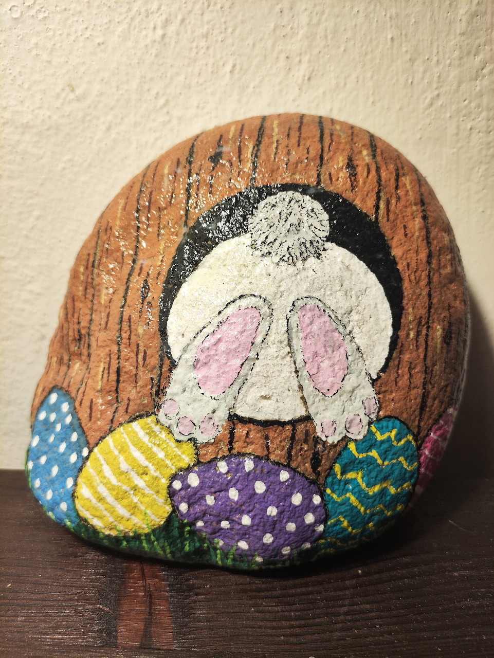 Painted Bunny Stone